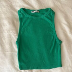 Zara Vibrant Green Sleeveless Crop Tank